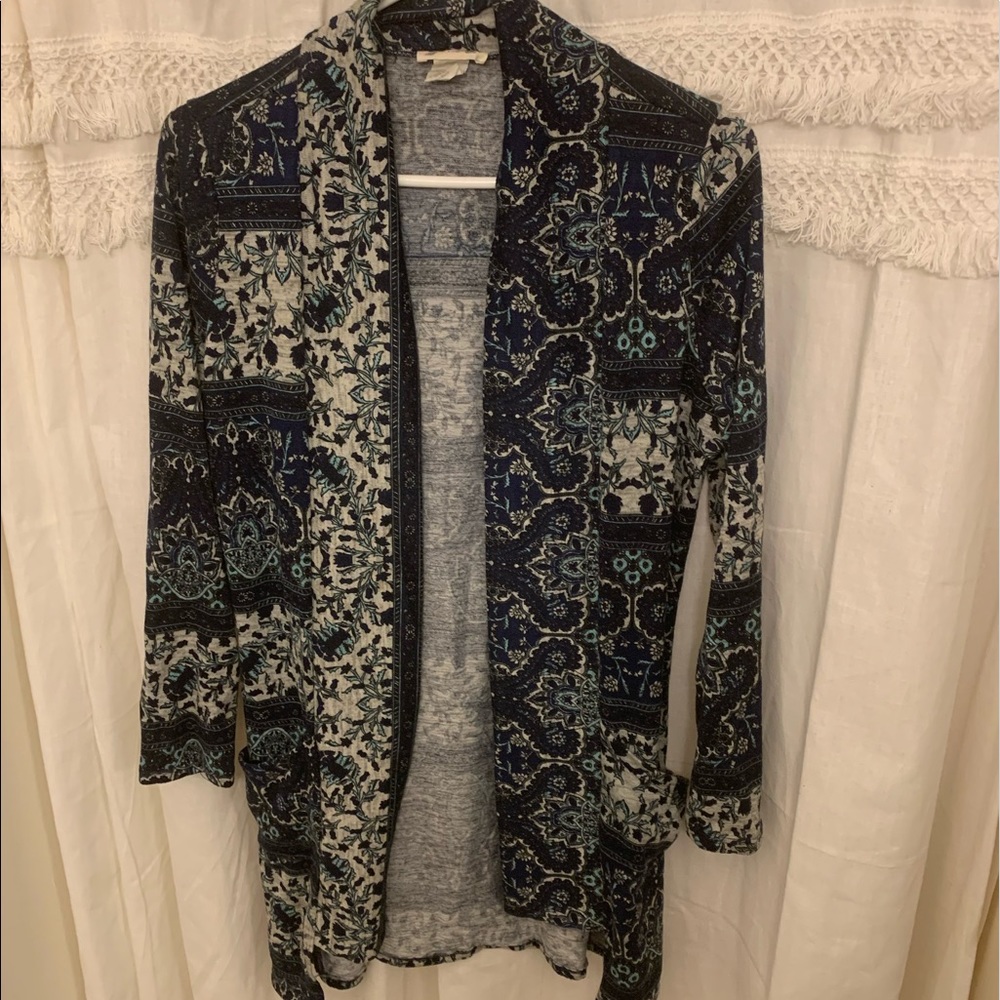 Long patterned cardigan